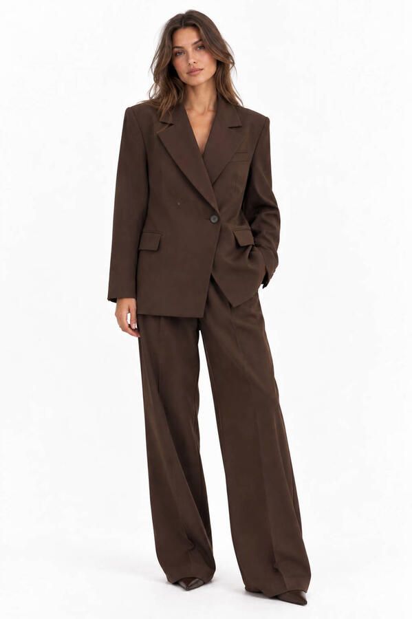 Est'seven regular fit blazer bruin