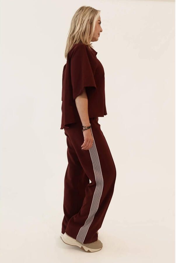 Est'seven straight regular waist broek donkerrood - Foto 6