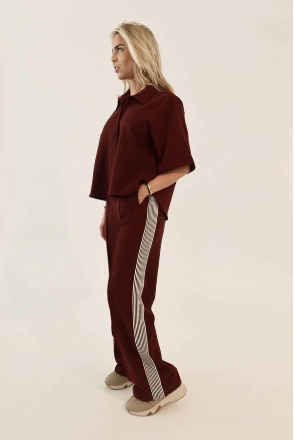 Est'seven straight regular waist broek donkerrood - Foto 7