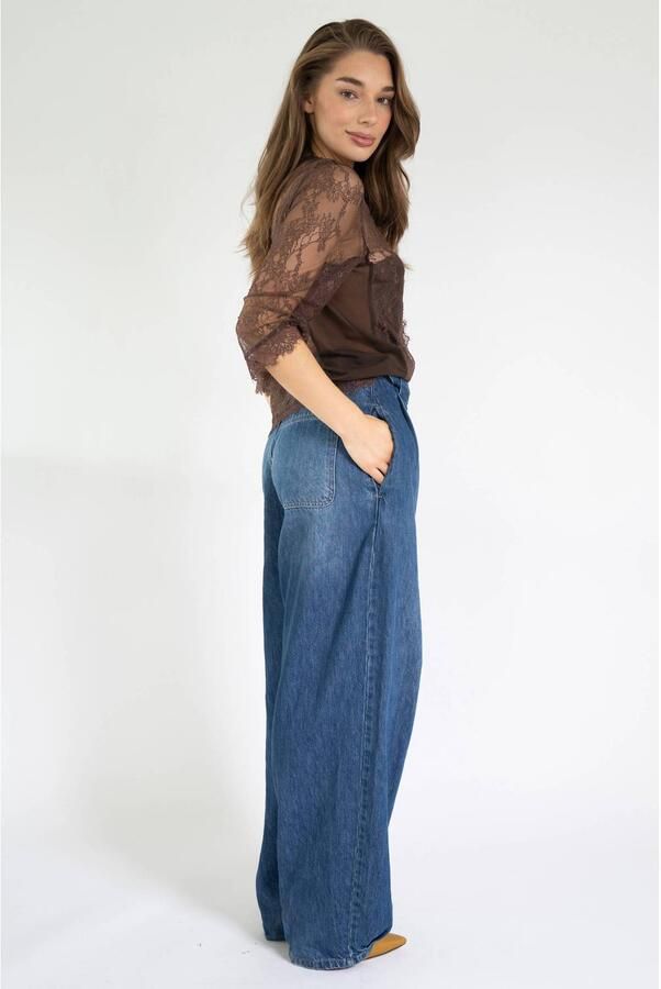 EST'SEVEN Dames Tops & T-shirts Lace Lacy Bruin - Foto 7