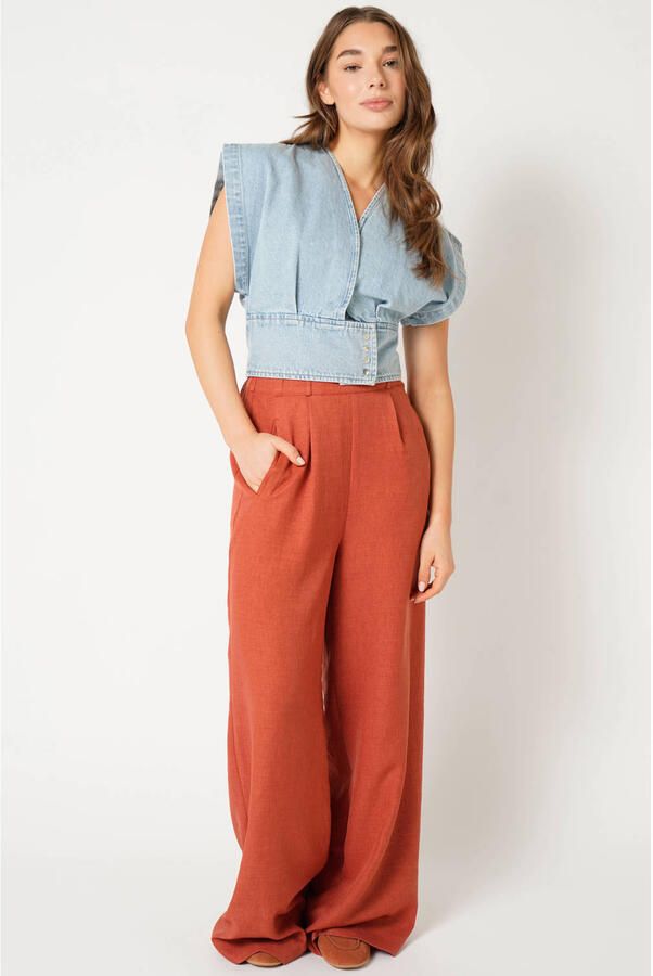 Est'seven top light blue denim