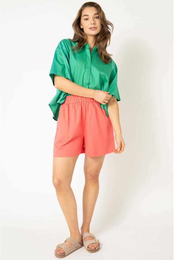 Est'seven wide leg high waist casual short koraalrood