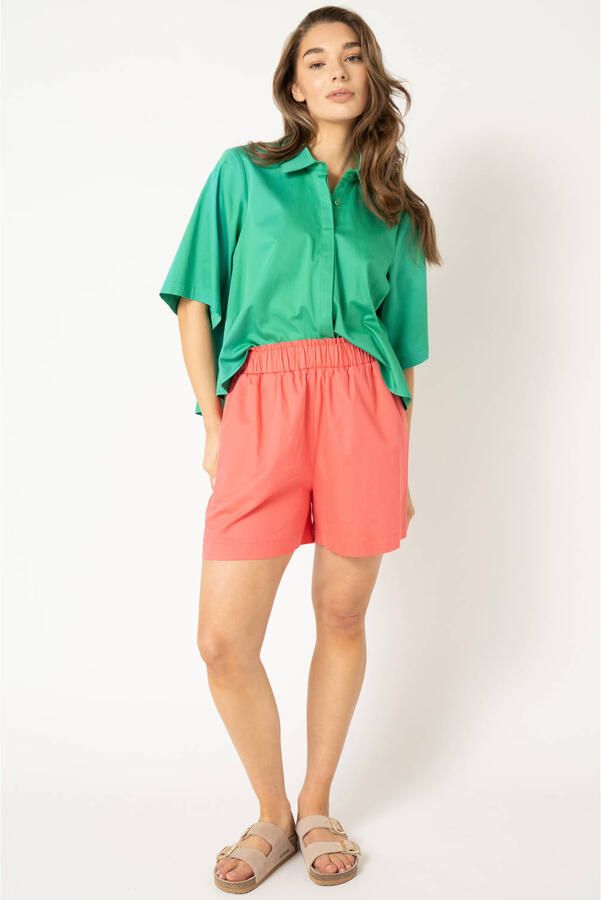 Est'seven wide leg high waist casual short koraalrood - Foto 3