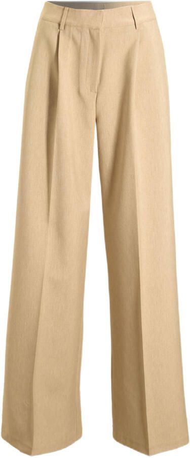 Est'seven wide leg high waist pantalon beige
