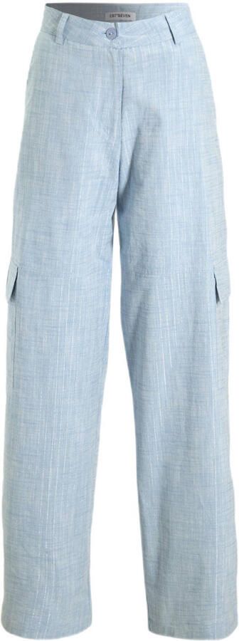 Est'seven wide leg regular waist cargo broek lichtblauw - Foto 1