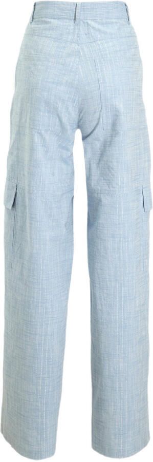 Est'seven wide leg regular waist cargo broek lichtblauw - Foto 2