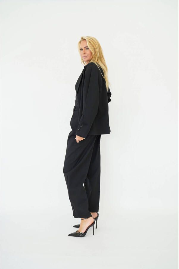 Est'seven X Ellemieke barrel high waist broek zwart - Foto 6