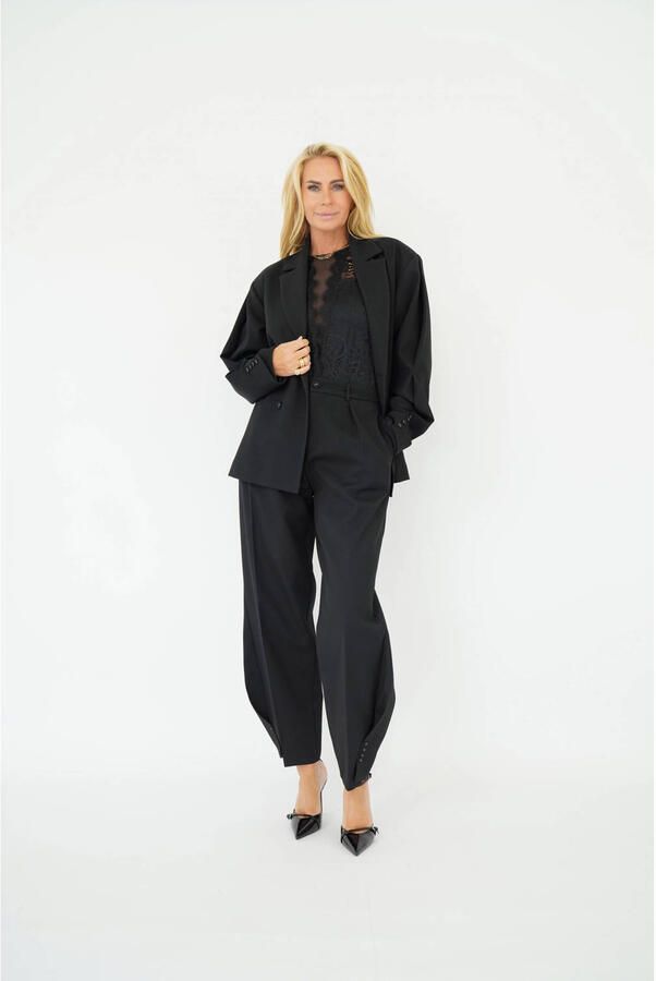 Est'seven X Ellemieke barrel high waist broek zwart - Foto 7