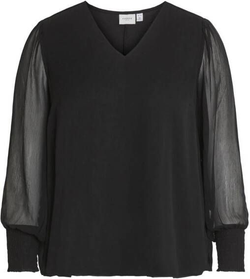 EVOKED VILA semi-transparante blousetop VIFALIA zwart