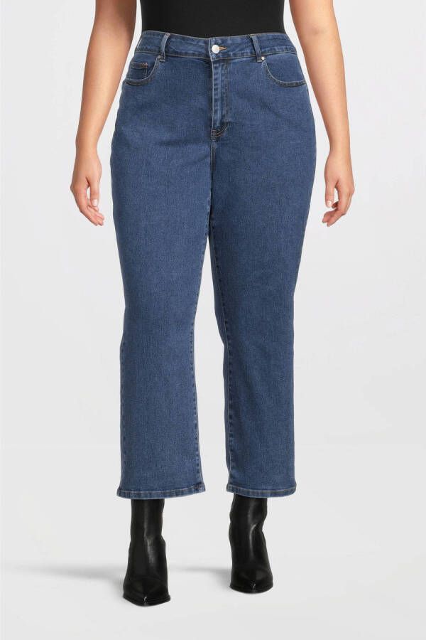 EVOKED VILA cropped high waist straight fit jeans VISTRAY blauw
