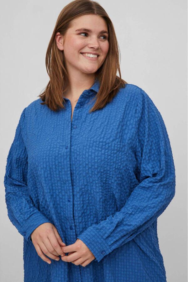 EVOKED VILA geweven blouse VIFREDA met textuur blauw