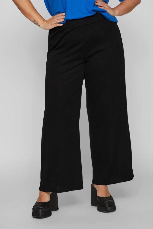 EVOKED VILA high waist wide leg broek VIYEVA van gerecycled polyester zwart