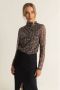 Expresso semi-transparante mesh top met all over print en plooien zwart - Thumbnail 1