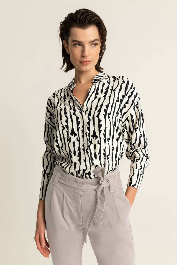 Expresso blouse met all over print ecru