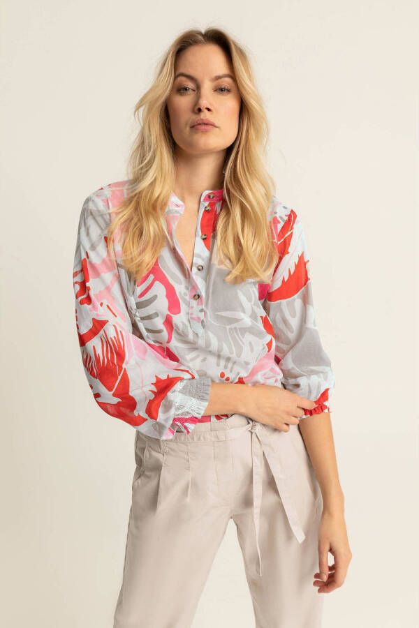 Expresso blousetop met all over print zand roze