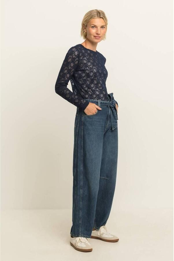Expresso barrel jeans met ceintuur medium blue denim