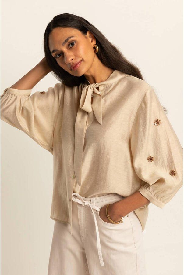 Expresso blouse beige met pailletten