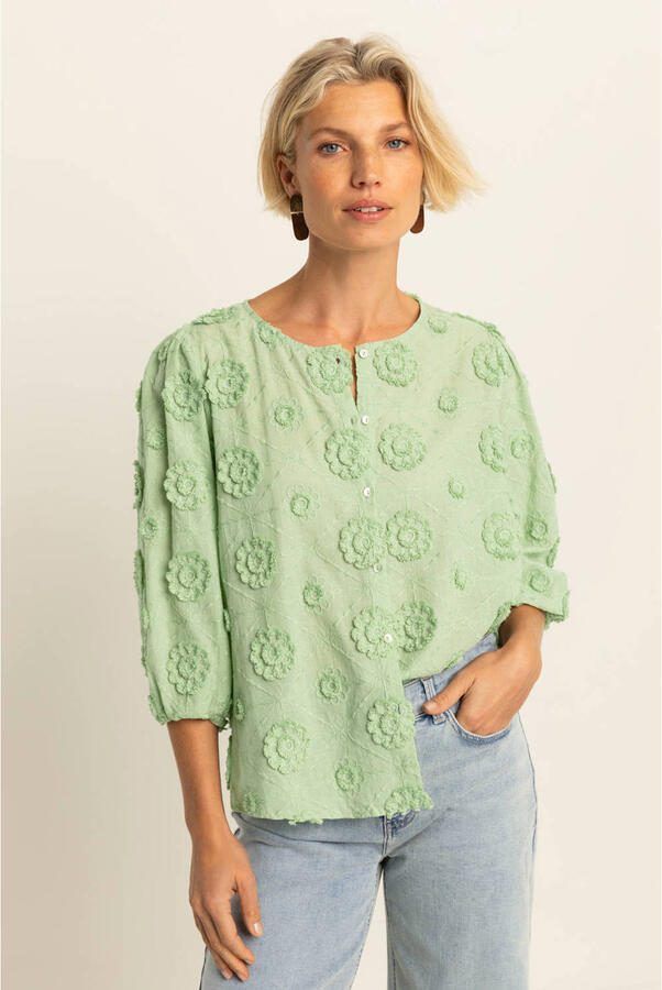 Expresso blouse lichtgroen broderie
