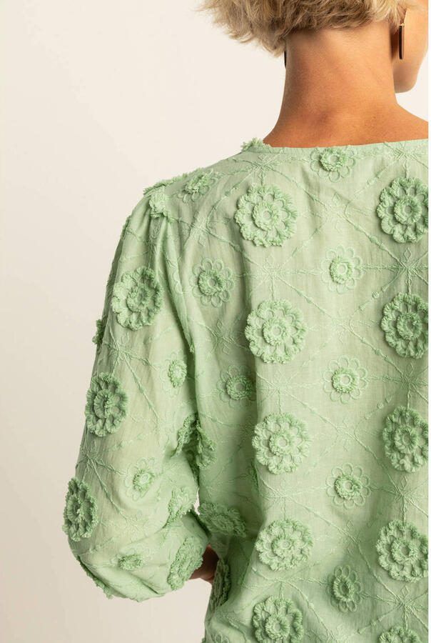 Expresso blouse lichtgroen broderie - Foto 3