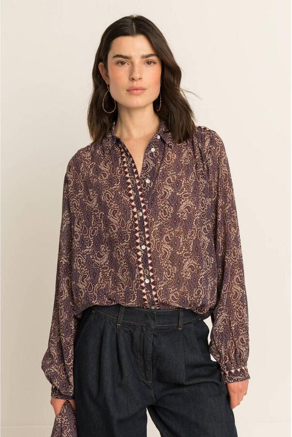 Expresso blouse met paisley paars