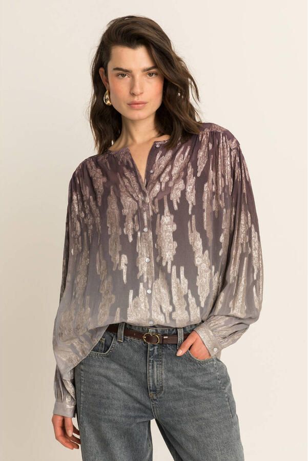Expresso blouse met print paars goud