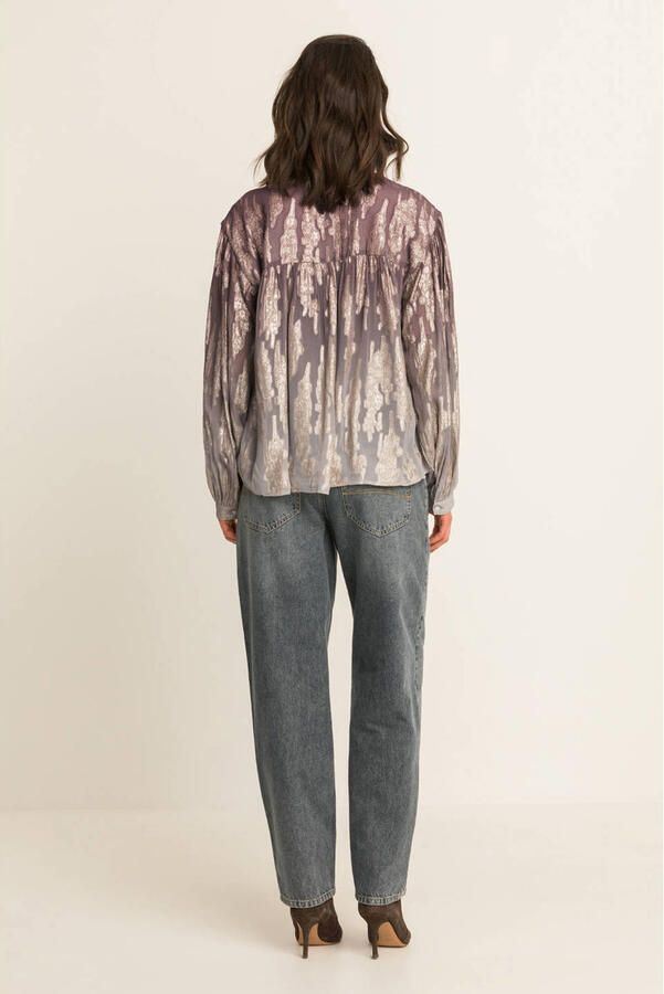 Expresso blouse met print paars goud - Foto 3
