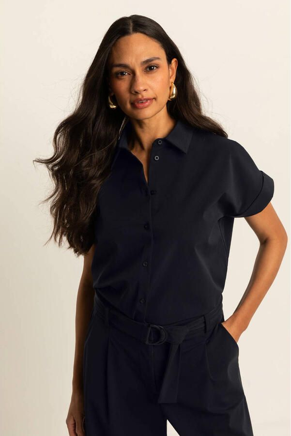 Expresso blouse zwart travelstof