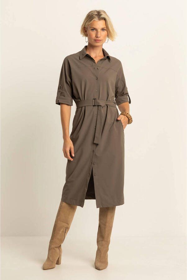 Expresso blousejurk travelstof bruin