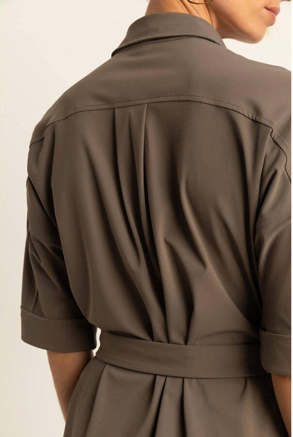 Expresso blousejurk travelstof bruin - Foto 2