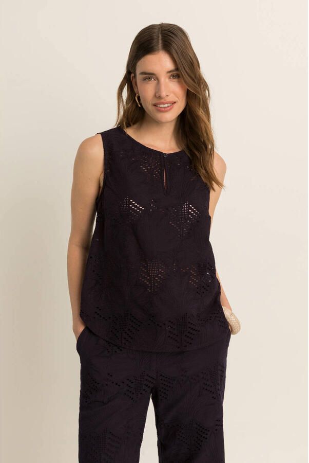 Expresso blousetop broderie zwart