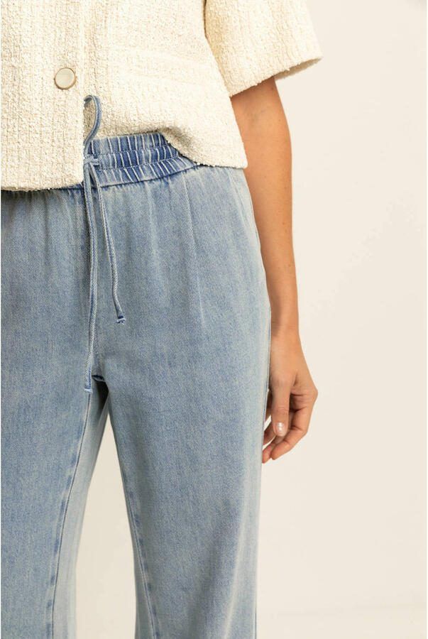 Expresso denim wide leg high waist casual broek light blue denim