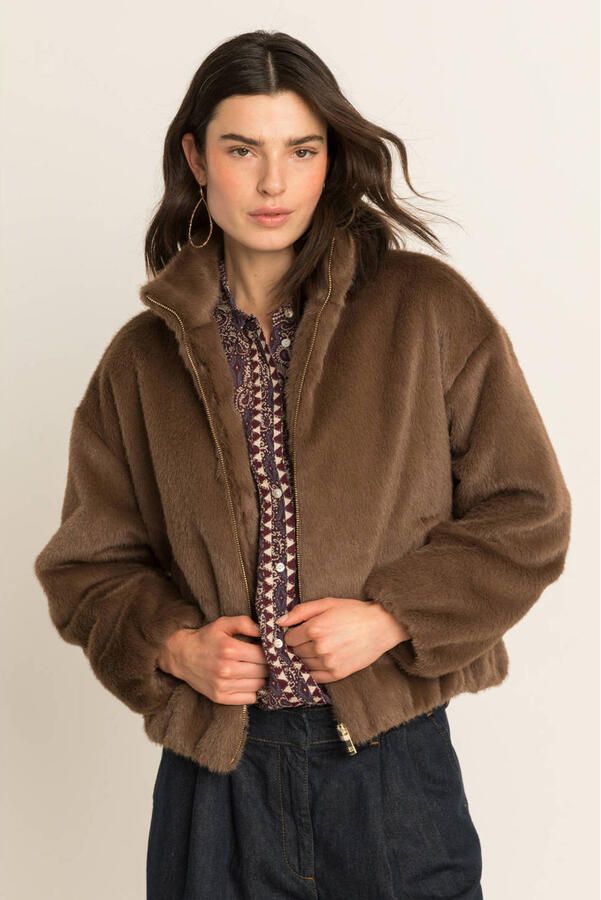 Expresso faux fur winterjas bruin