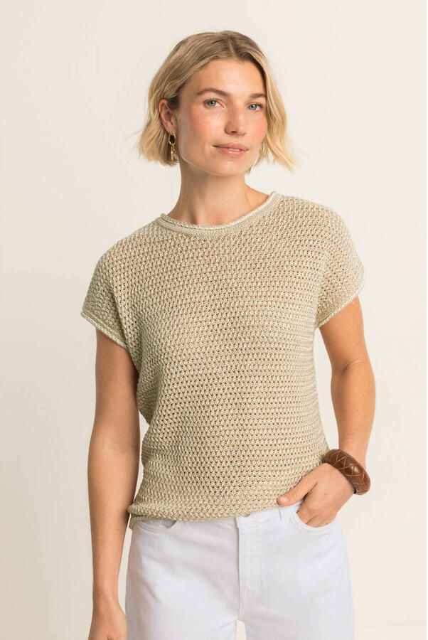 Expresso fijngebreide top beige