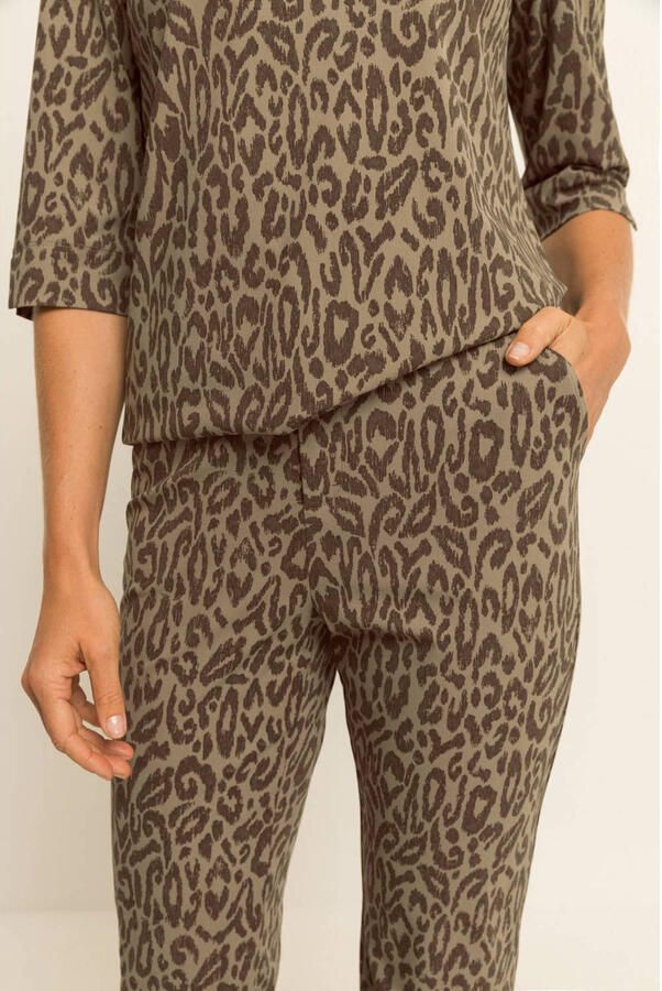 Expresso flared broek met panterprint bruin