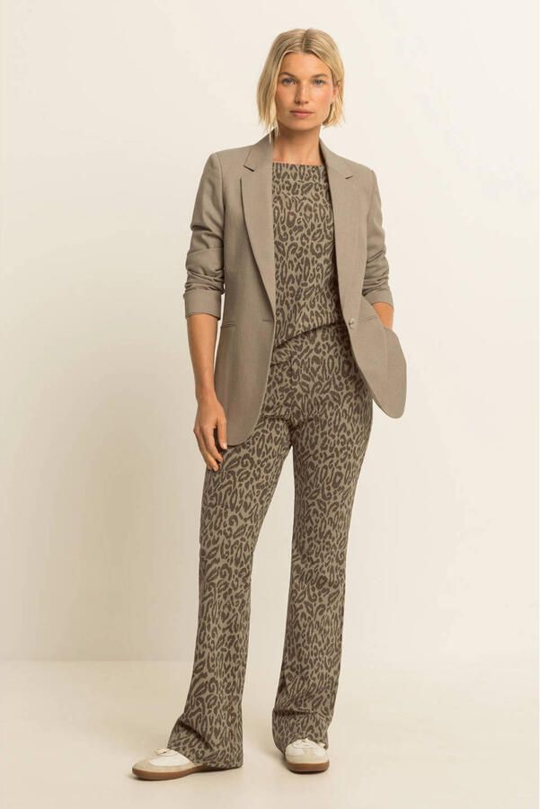 Expresso flared broek met panterprint bruin - Foto 2