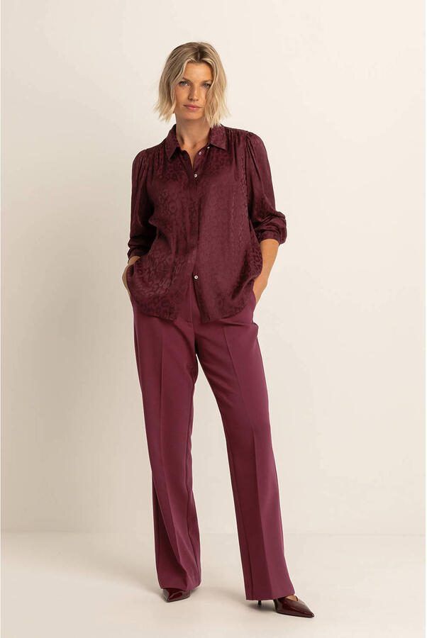Expresso flared high waist pantalon donkerrood