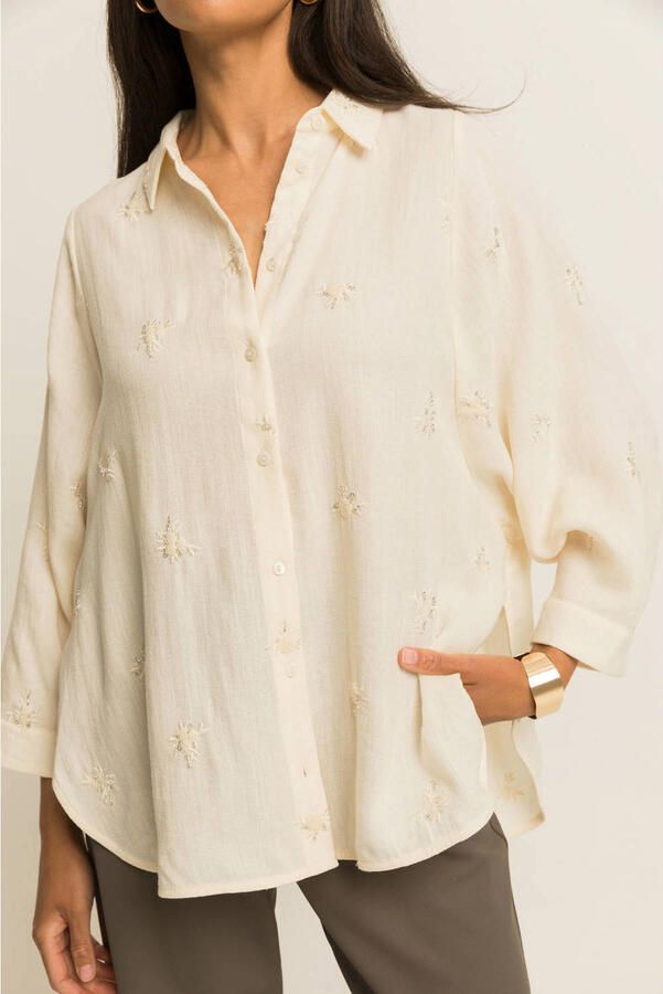 Expresso gebloemde blouse ecru - Foto 3