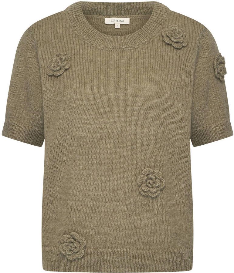 Expresso gebloemde pullover kaki gebreid - Foto 2