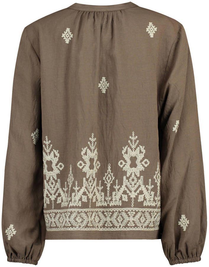 Expresso geborduurde blouse groen - Foto 2