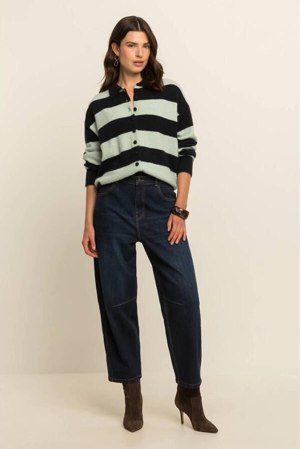 Expresso gebreid gestreept vest met wol blauw - Foto 3