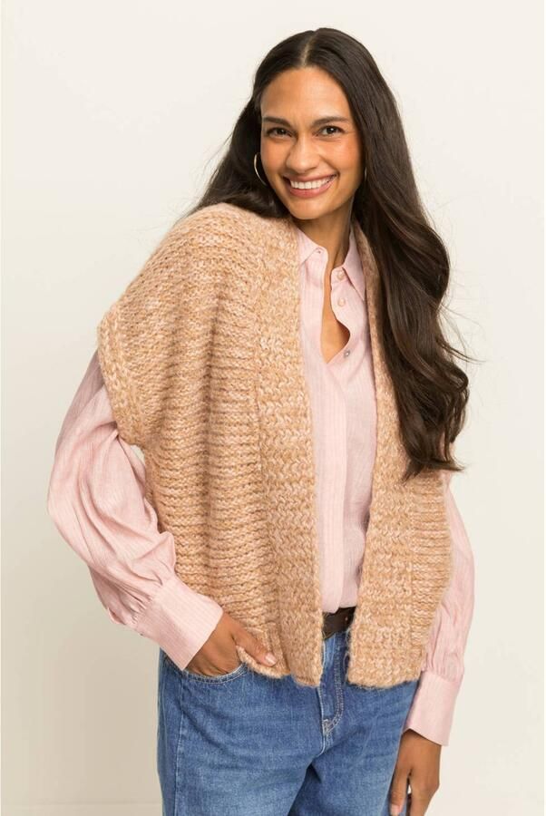 Expresso gebreid gilet met wol beige