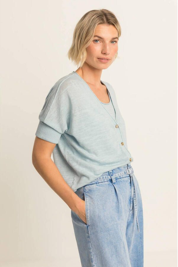 Expresso gebreid vest met linnen