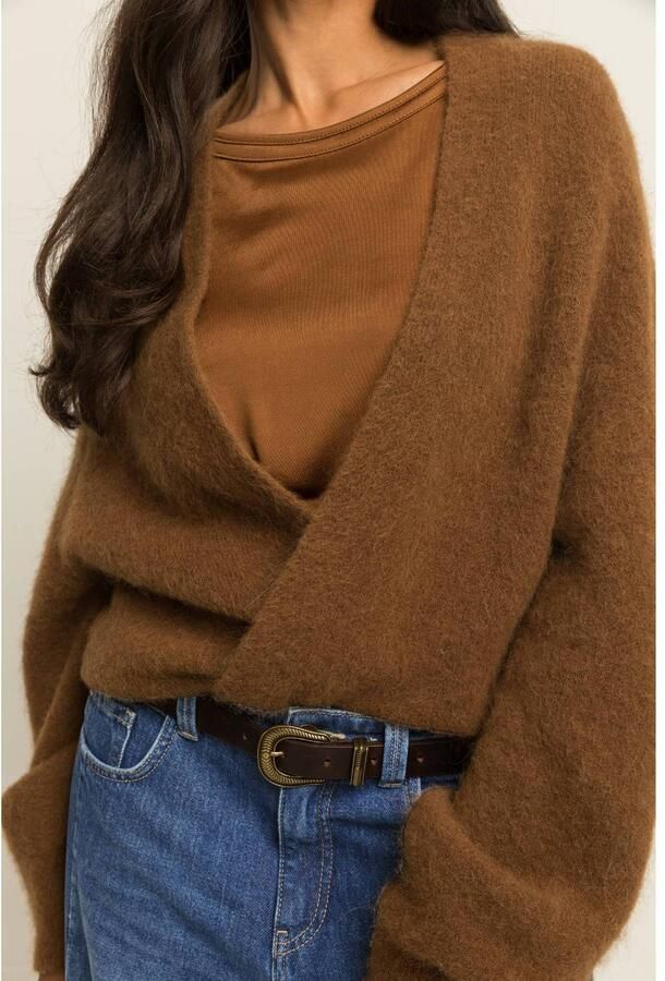 Expresso gebreid vest met wol camel - Foto 2