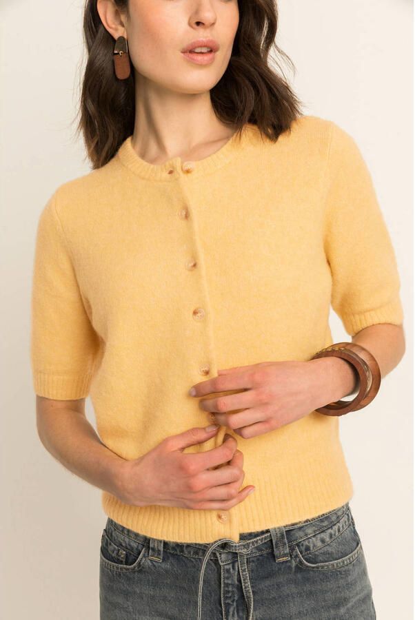 Expresso gebreid vest met wol geel
