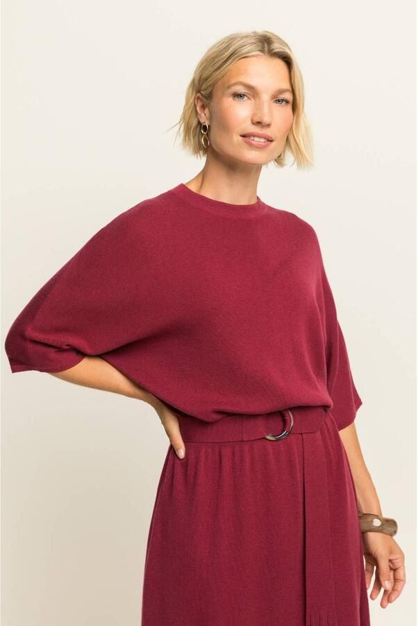 Expresso gebreide midi jurk met ceintuur rood