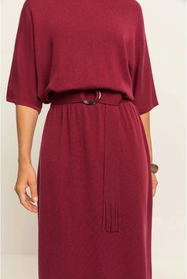 Expresso gebreide midi jurk met ceintuur rood - Foto 2