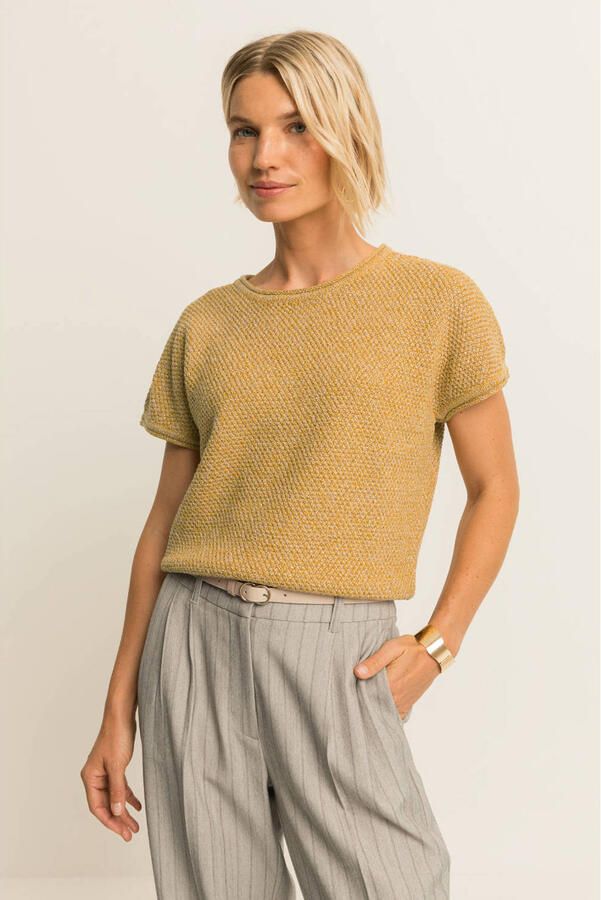 Expresso gebreide trui met glitters oker