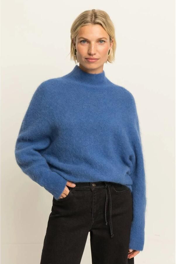 Expresso gebreide trui met wol blauw