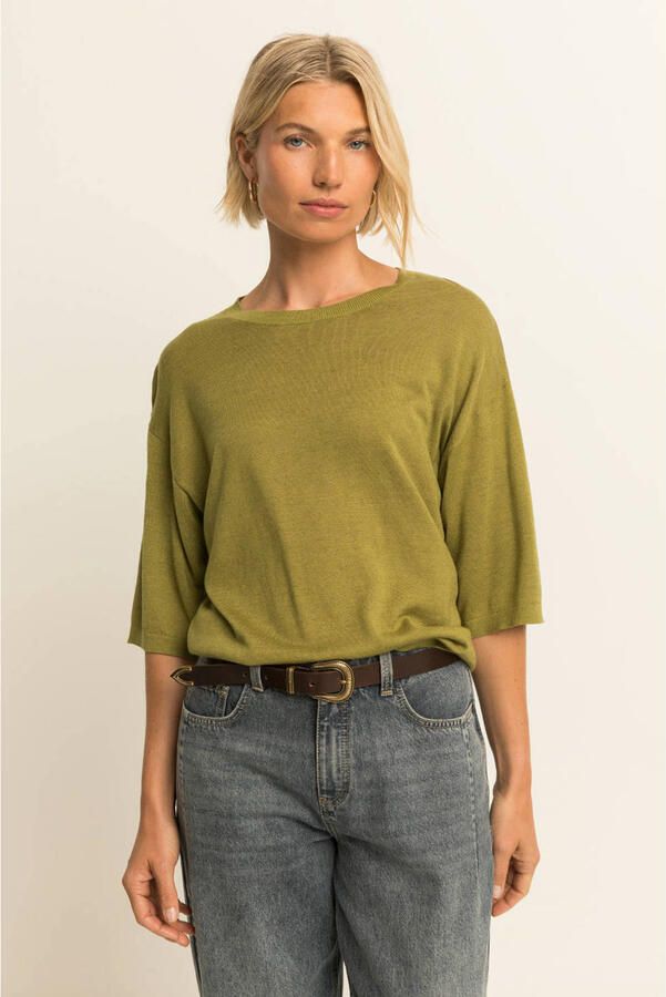 Expresso gebreide trui met wol groen