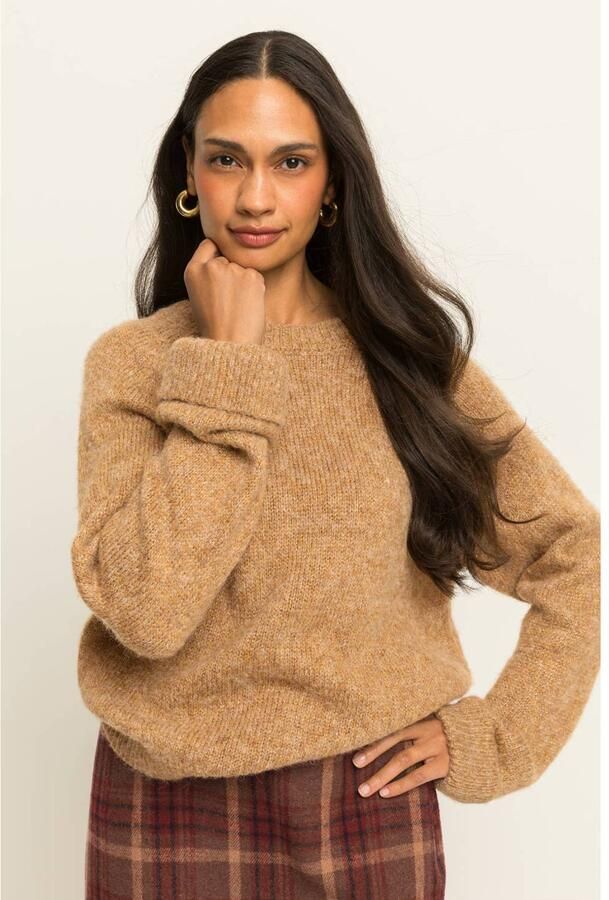 Expresso gemêleerde pullover met glitters en wol bruin